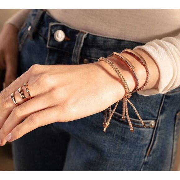 New MONICA VINADER Linear Friendship Bracelet in 18k Rose Gold & Silver - Picture 4 of 4